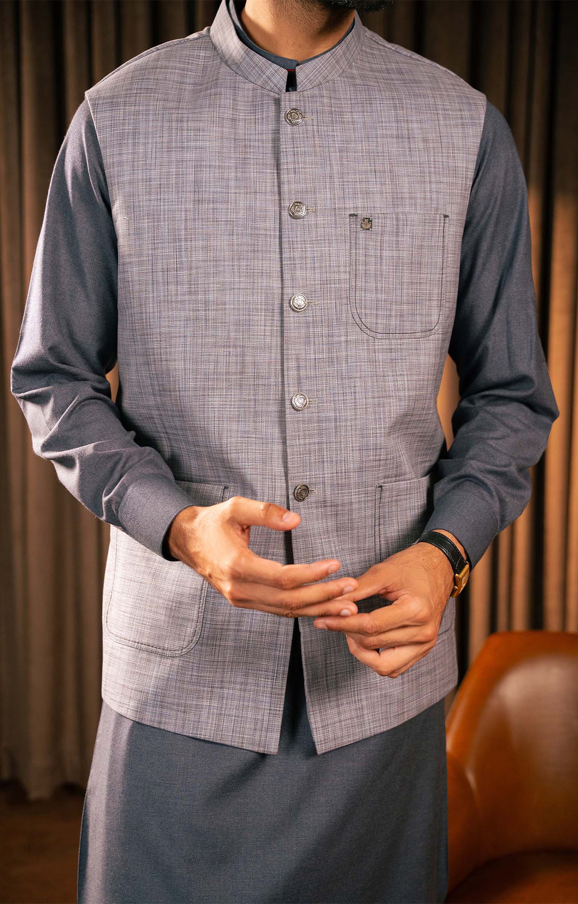 Waistcoat-PRIS-Grey Blue-IST-3028