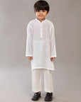 2PC STITCHED-WHITE KIDS SUIT IST-107
