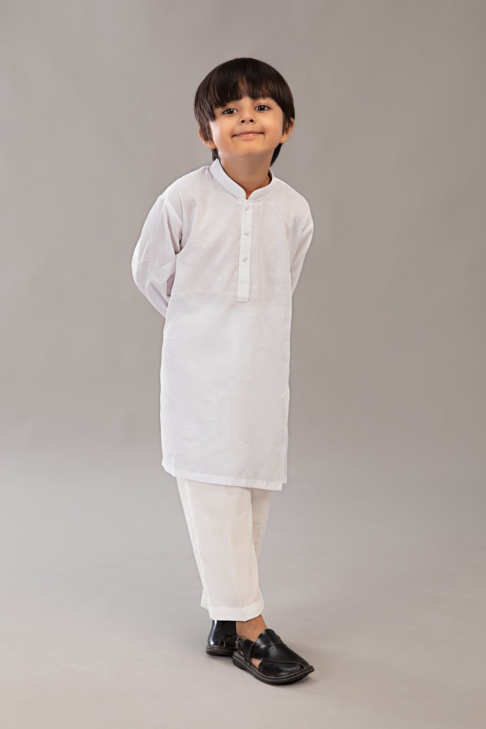 2PC STITCHED-WHITE KIDS SUIT IST-107