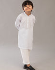 2PC STITCHED-WHITE KIDS SUIT IST-107