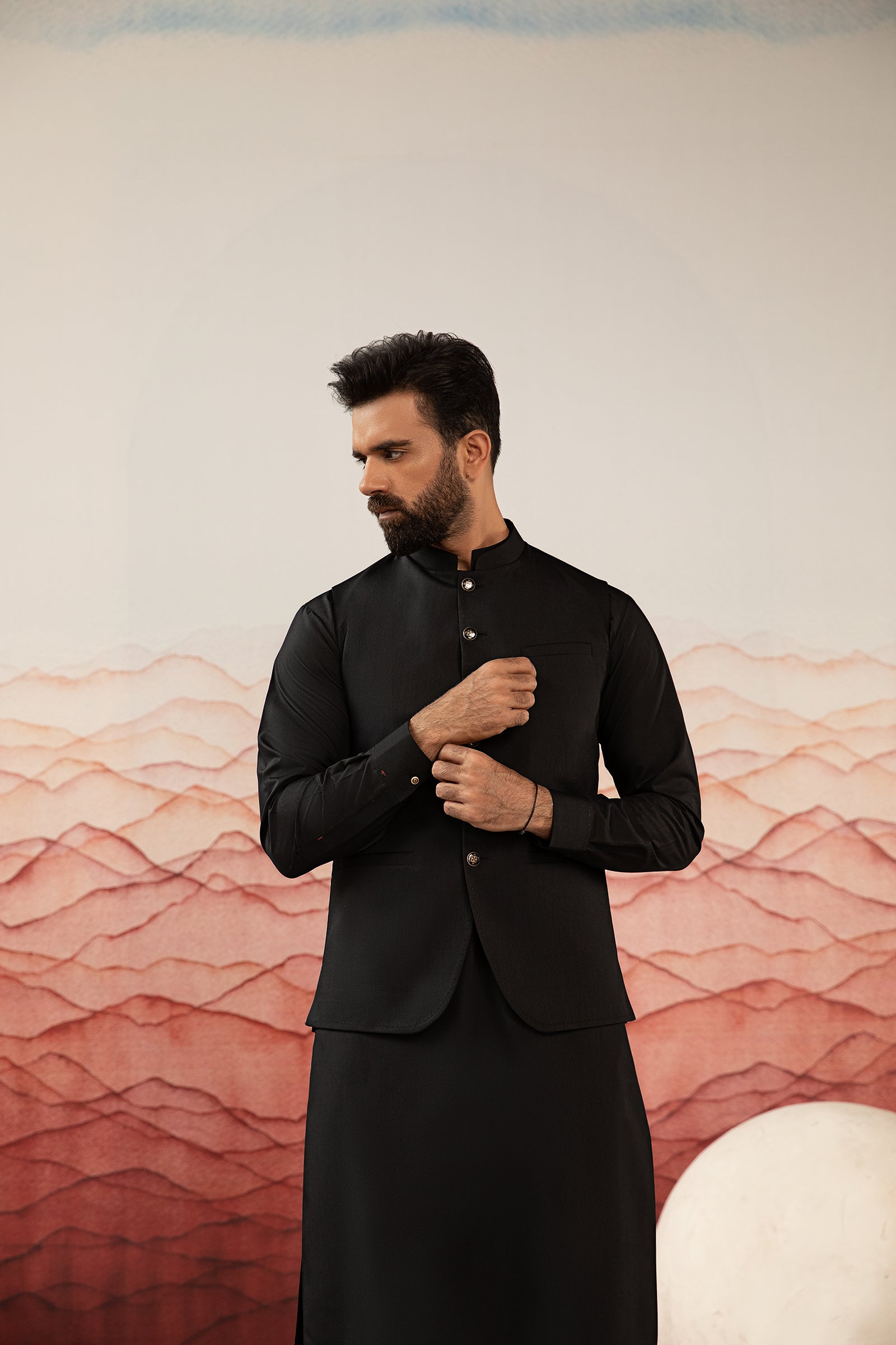 Black Suit With Piece Wasket Cotton Black Waistcoat At ₹ 1200