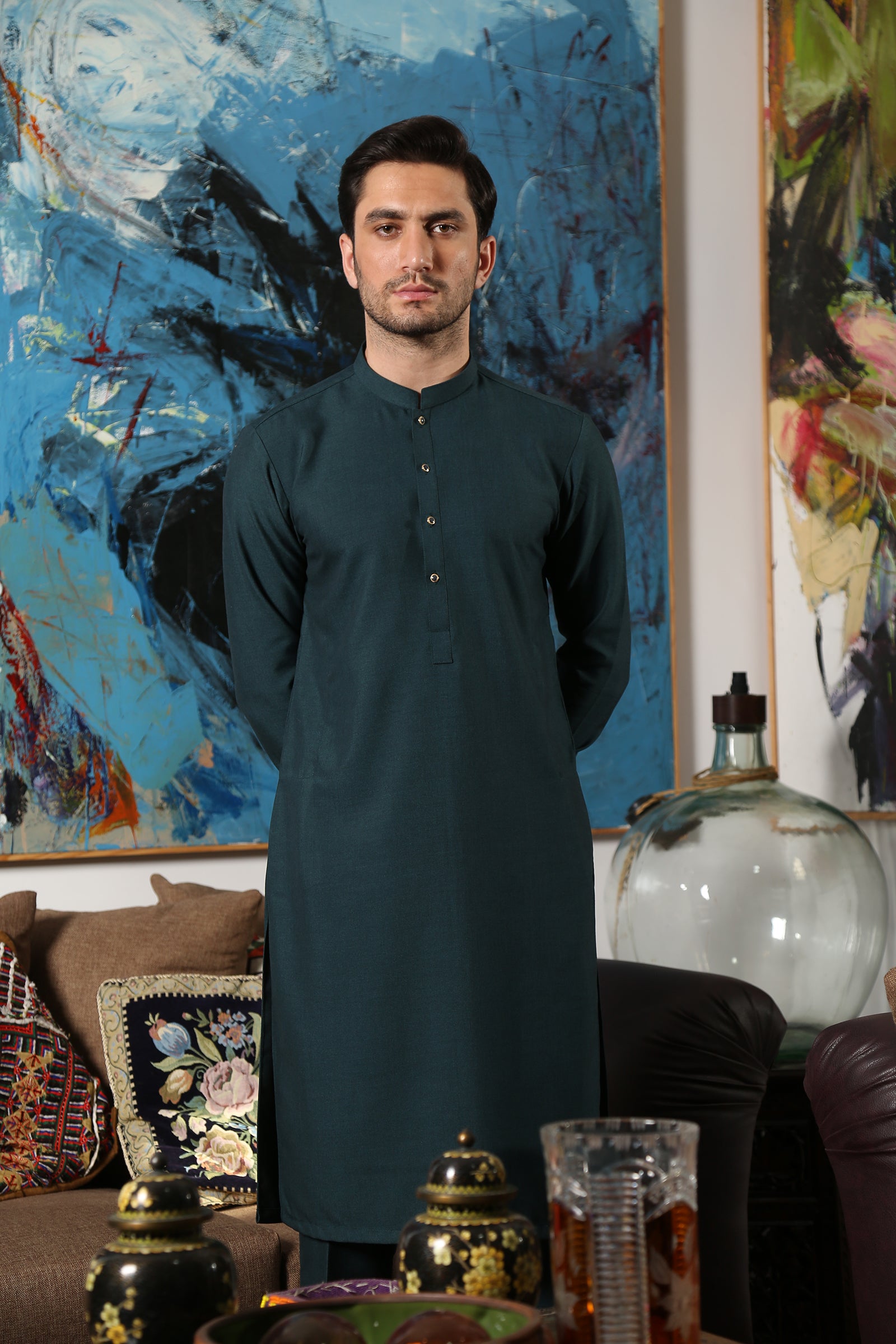 2PC STITCHED-PARAMOUNT BOTTLE GREEN IST-143