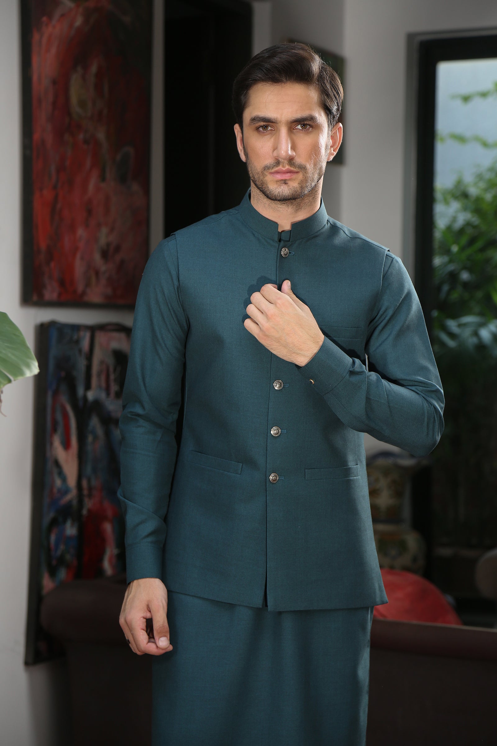 2PC STITCHED-PARAMOUNT BOTTLE GREEN IST-143