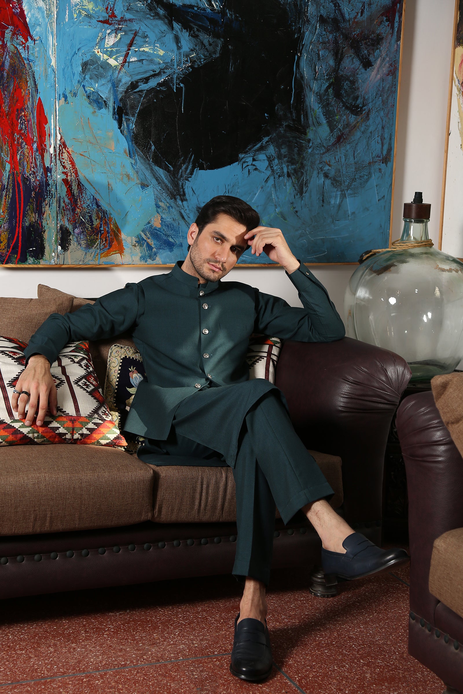 2PC STITCHED-PARAMOUNT BOTTLE GREEN IST-143