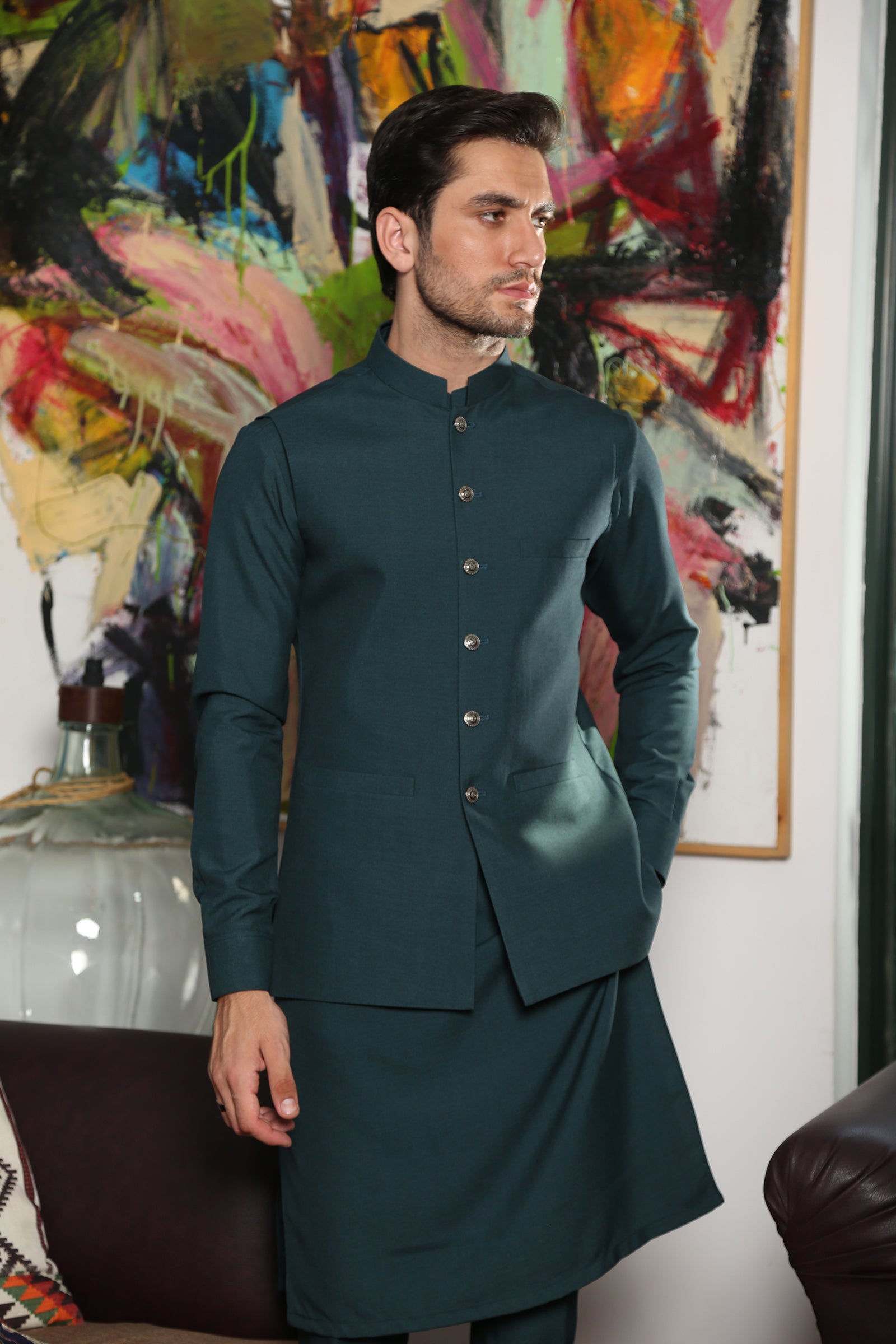 WAISTCOAT-PARAMOUNT BOTTLE GREEN IST-150