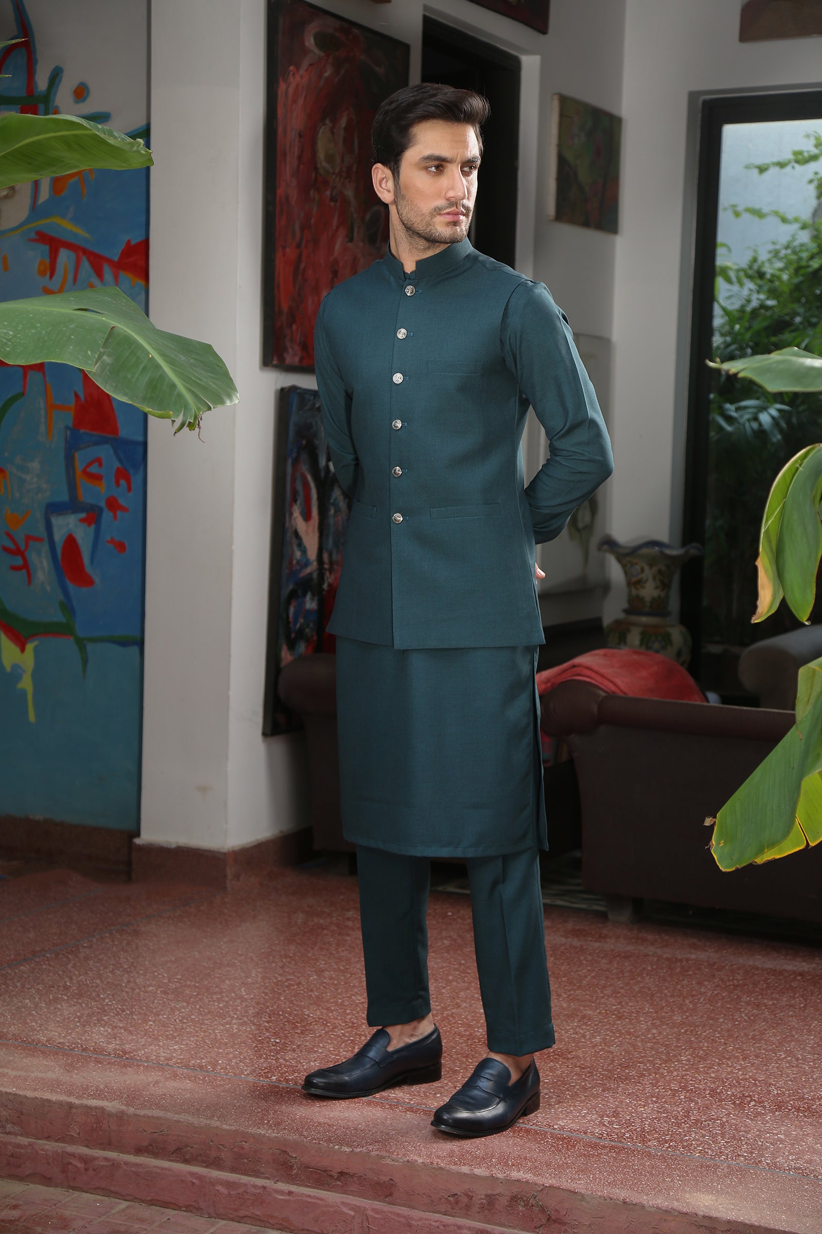 WAISTCOAT-PARAMOUNT BOTTLE GREEN IST-150