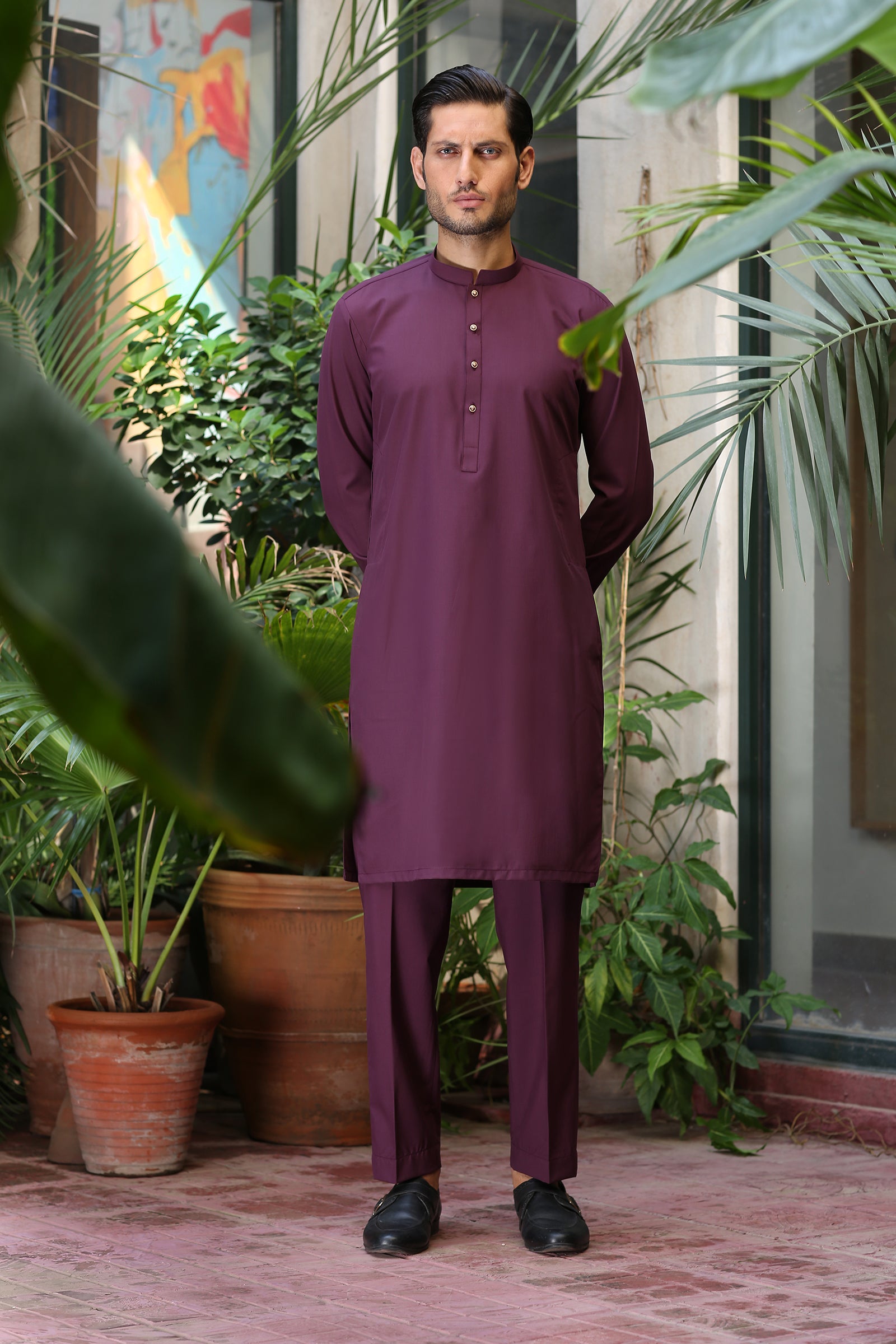 2PC STITCHED-EMPIRE PLUM IST-144