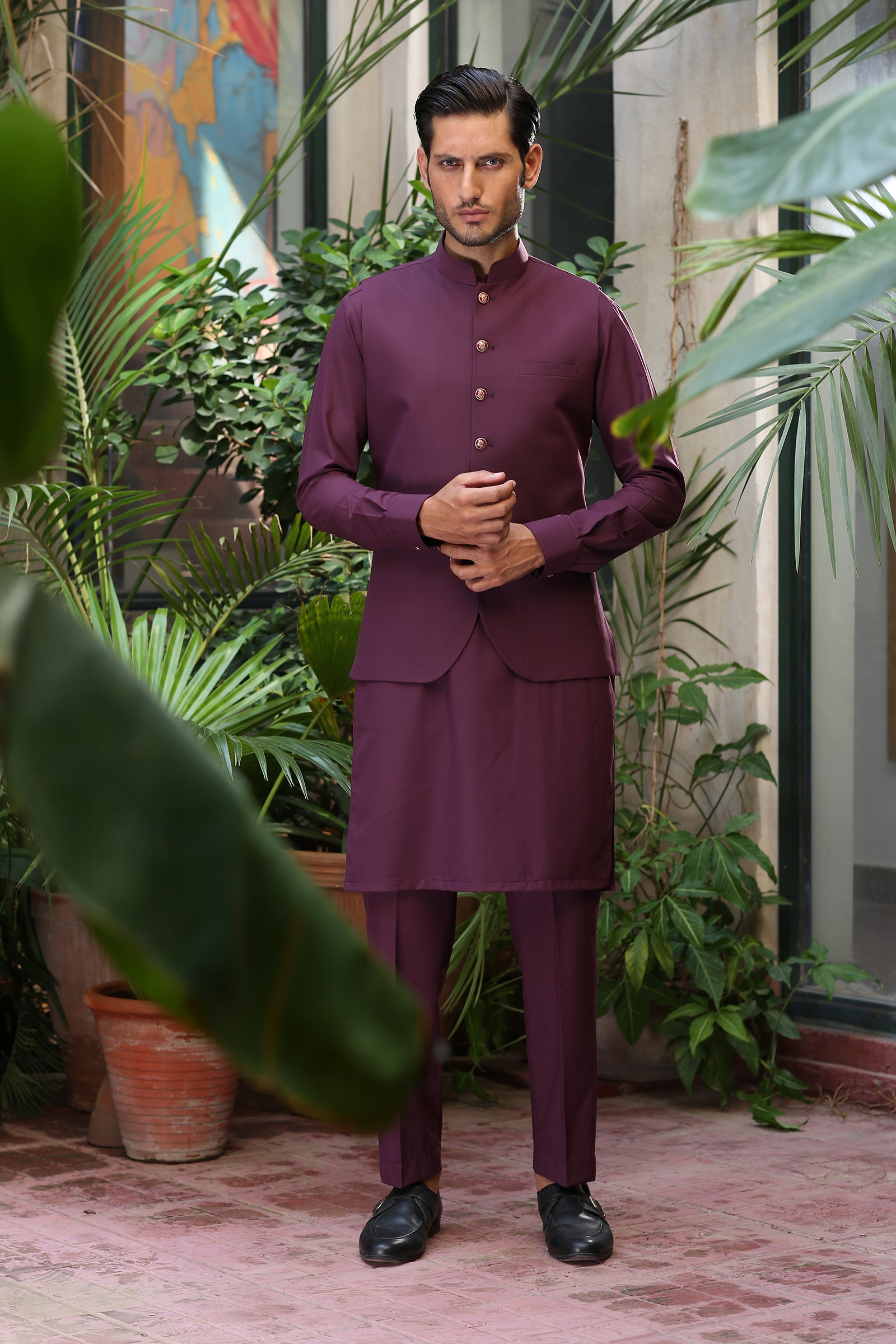 2PC STITCHED-EMPIRE PLUM IST-144