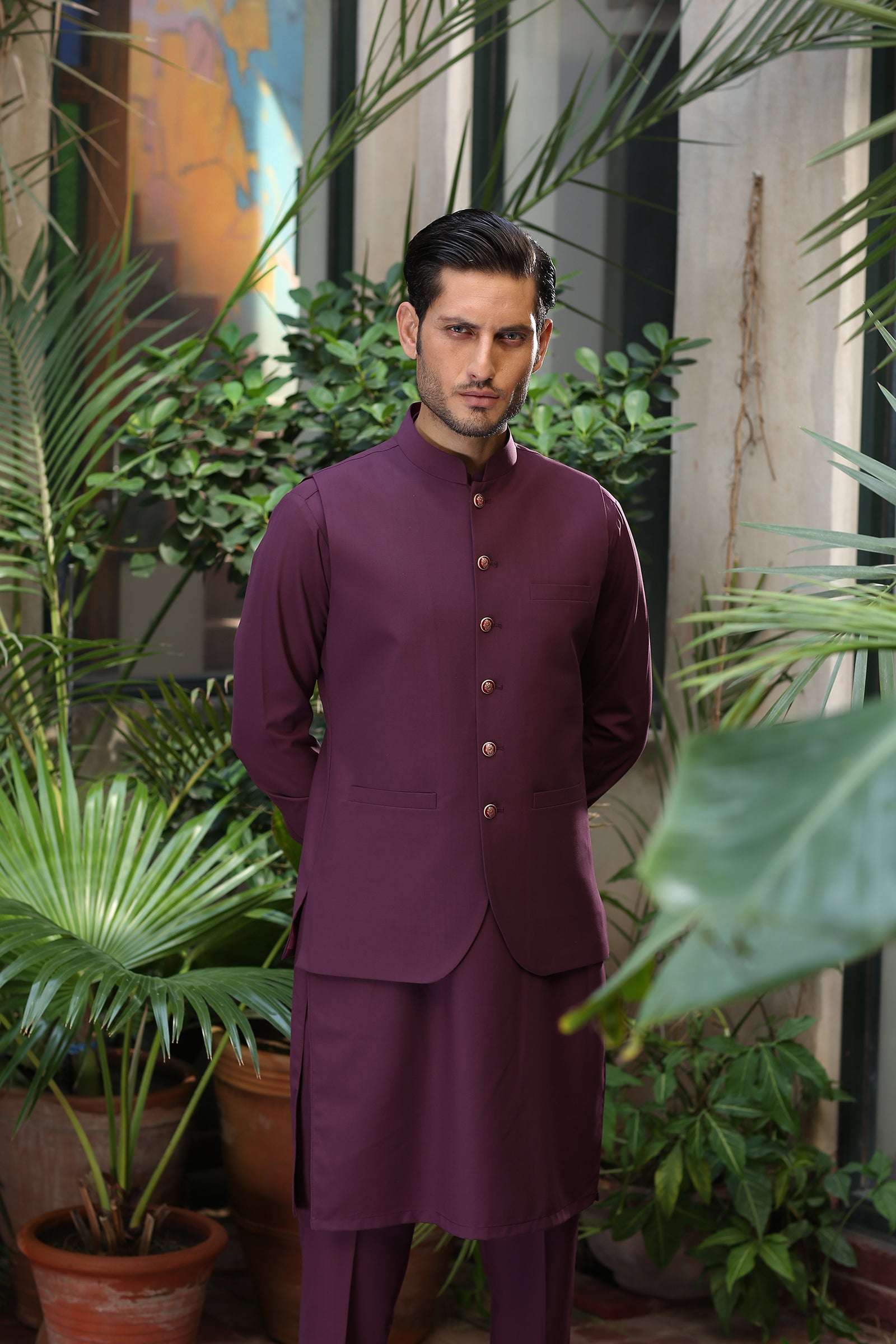 2PC STITCHED-EMPIRE PLUM IST-144