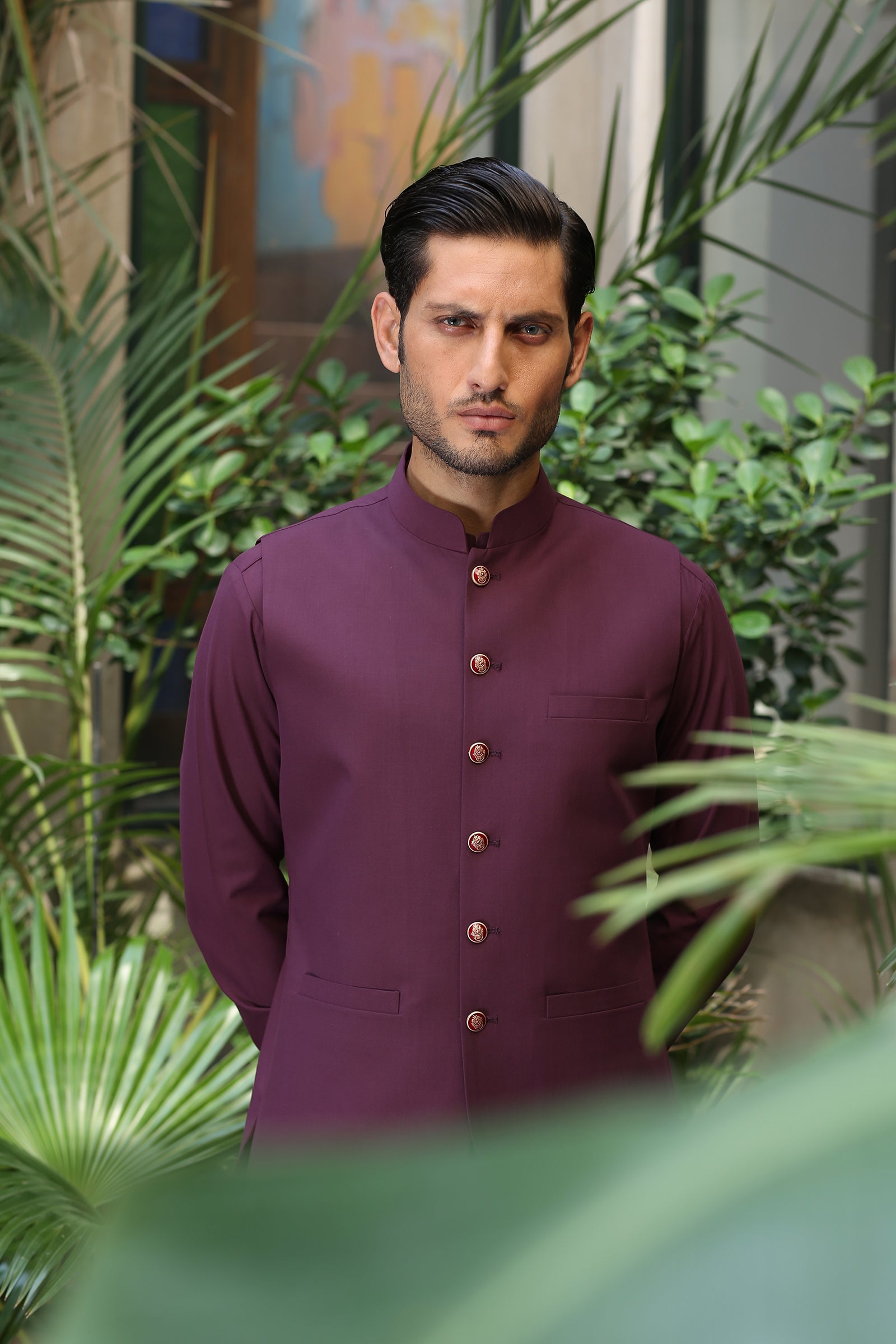 2PC STITCHED-EMPIRE PLUM IST-144