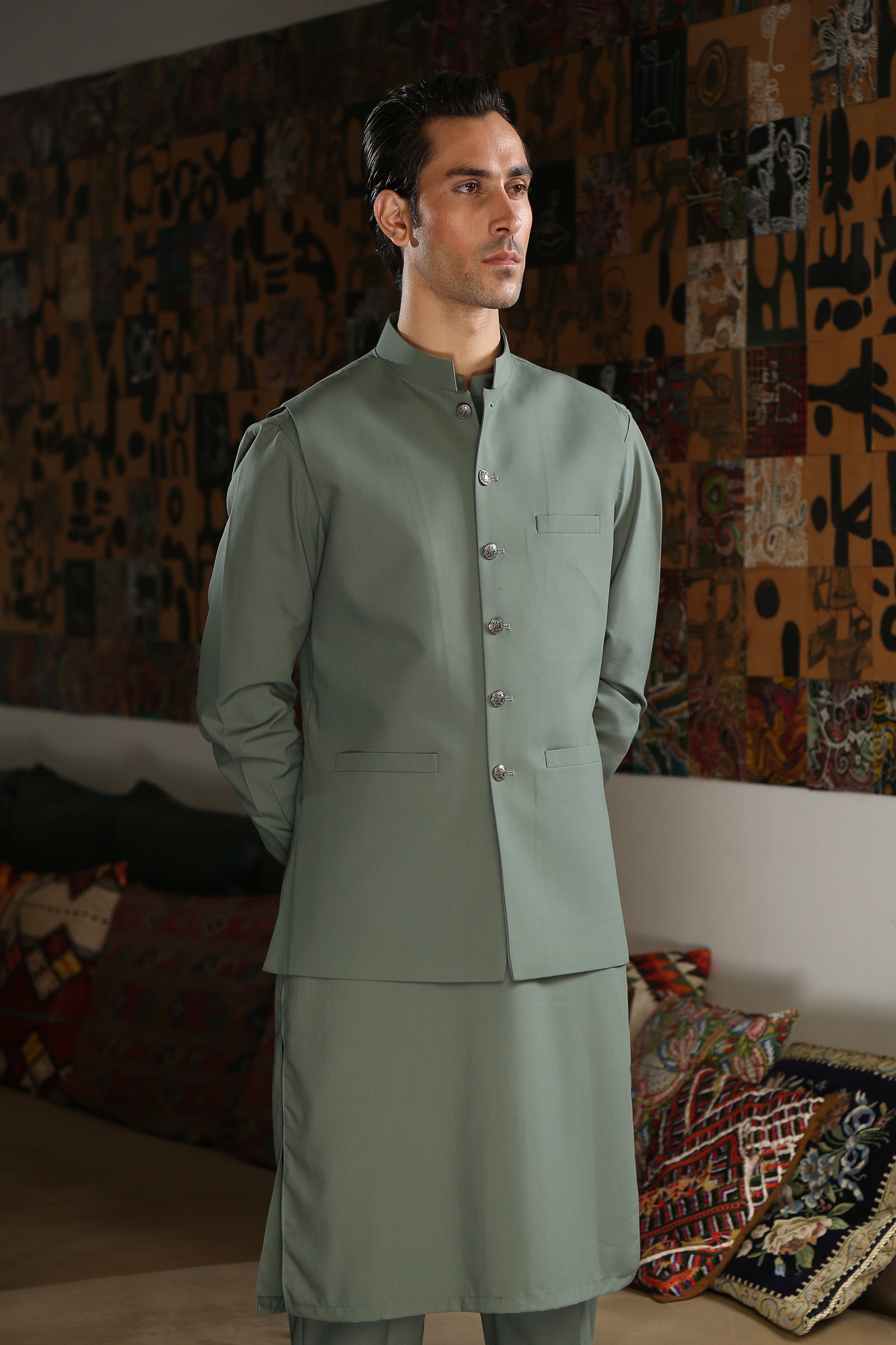 WAISTCOAT-EMPIRE SAGE IST-154