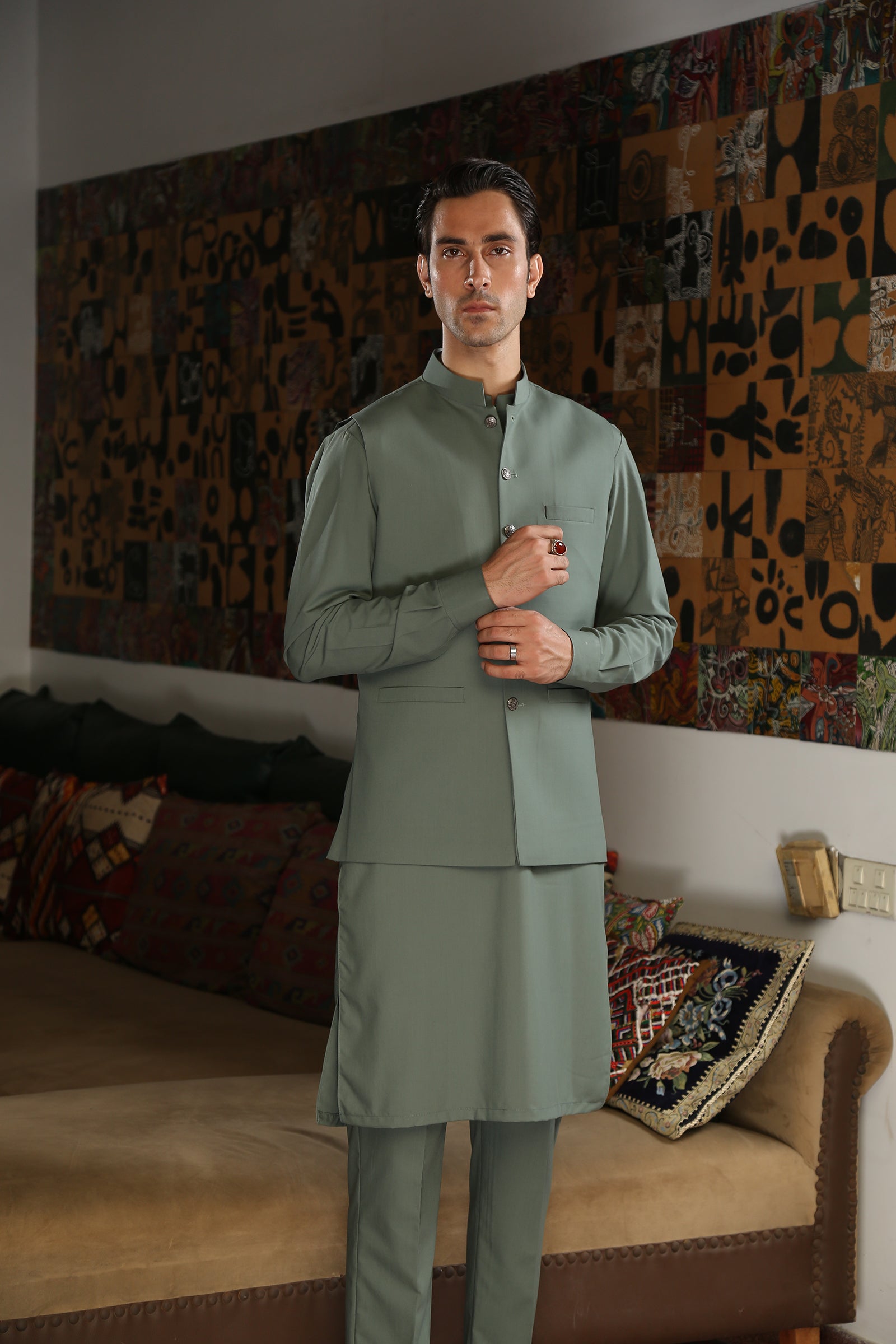 2PC STITCHED-EMPIRE SAGE IST-144