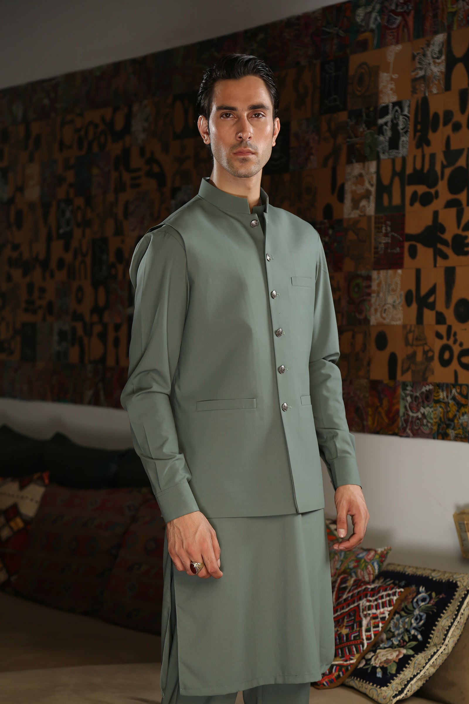 WAISTCOAT-EMPIRE SAGE IST-154