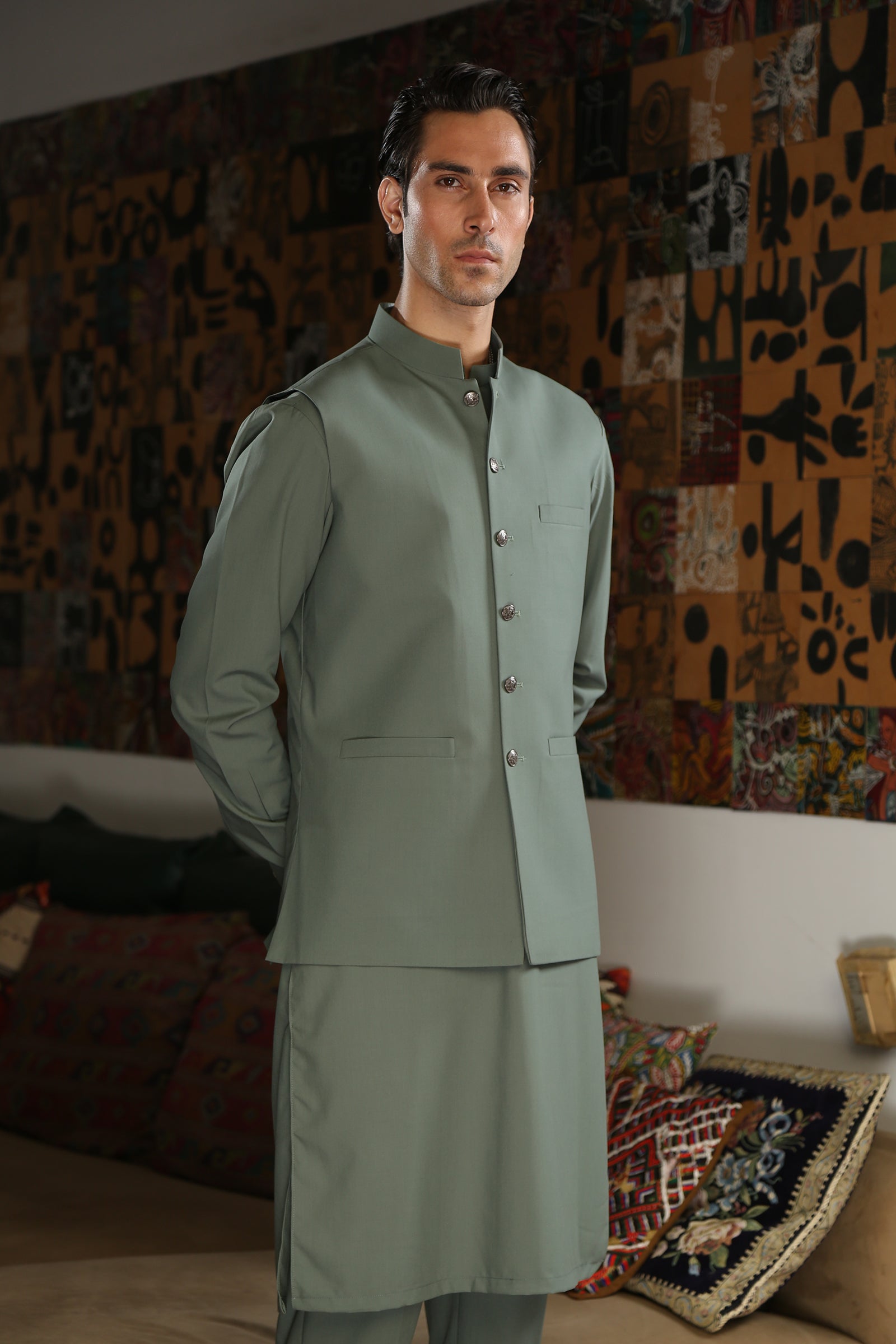 2PC STITCHED-EMPIRE SAGE IST-144