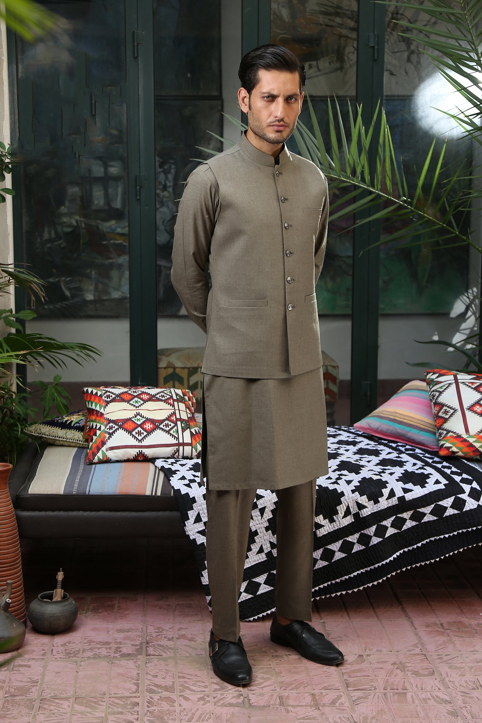 2PC STITCHED-MARKHOR DUSTY OLIVE IST-48
