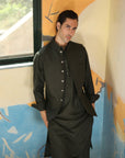 2PC STITCHED-MARKHOR FOREST GREEN IST-48