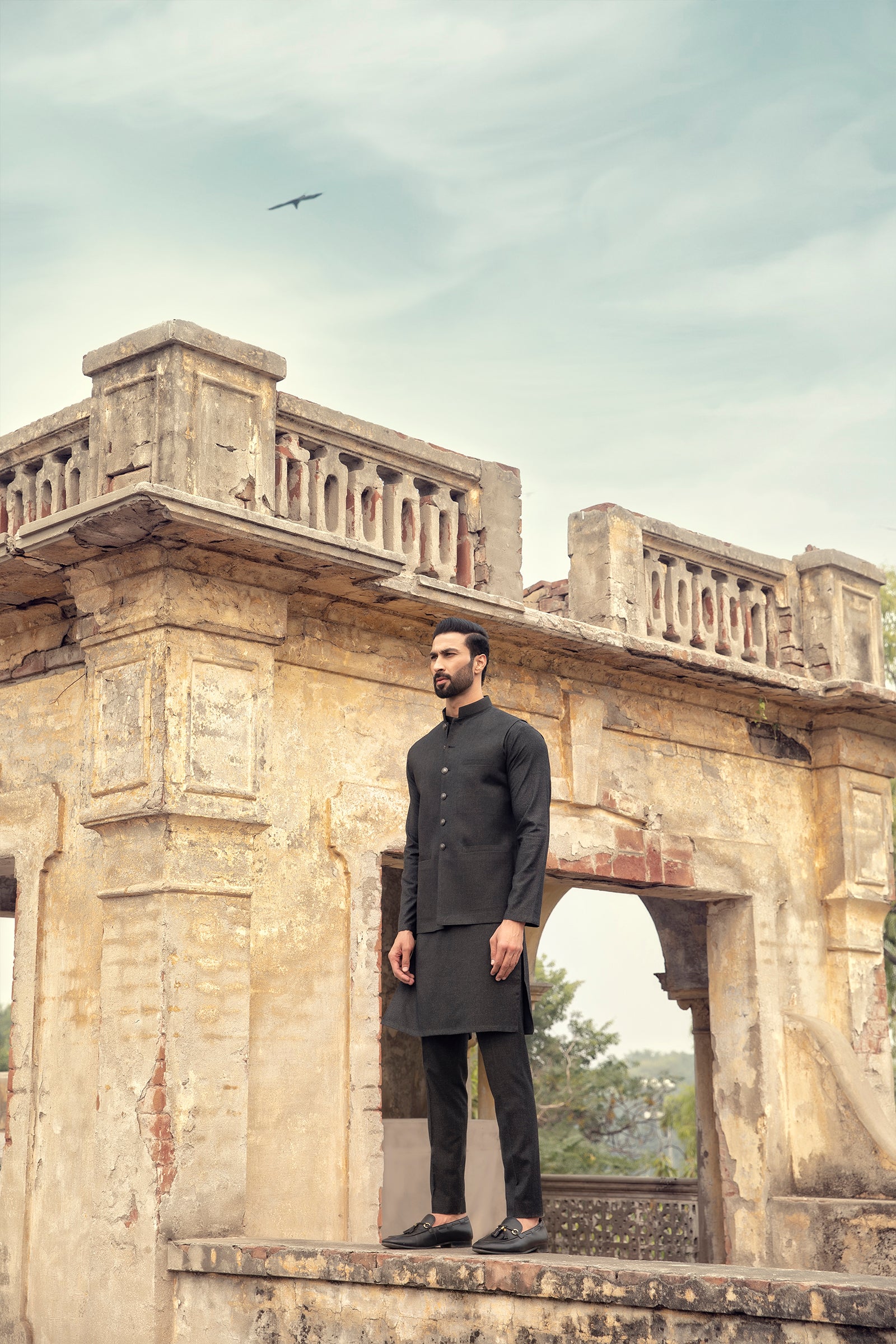 2PC STITCHED-MARKHOR CHARCOAL IST-52