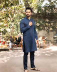 1PC STITCHED-NAVY BLUE KURTA IST-19