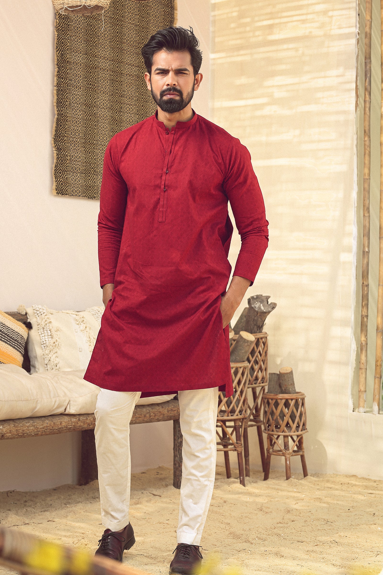 1PC STITCHED MAHROON KURTA IST-78