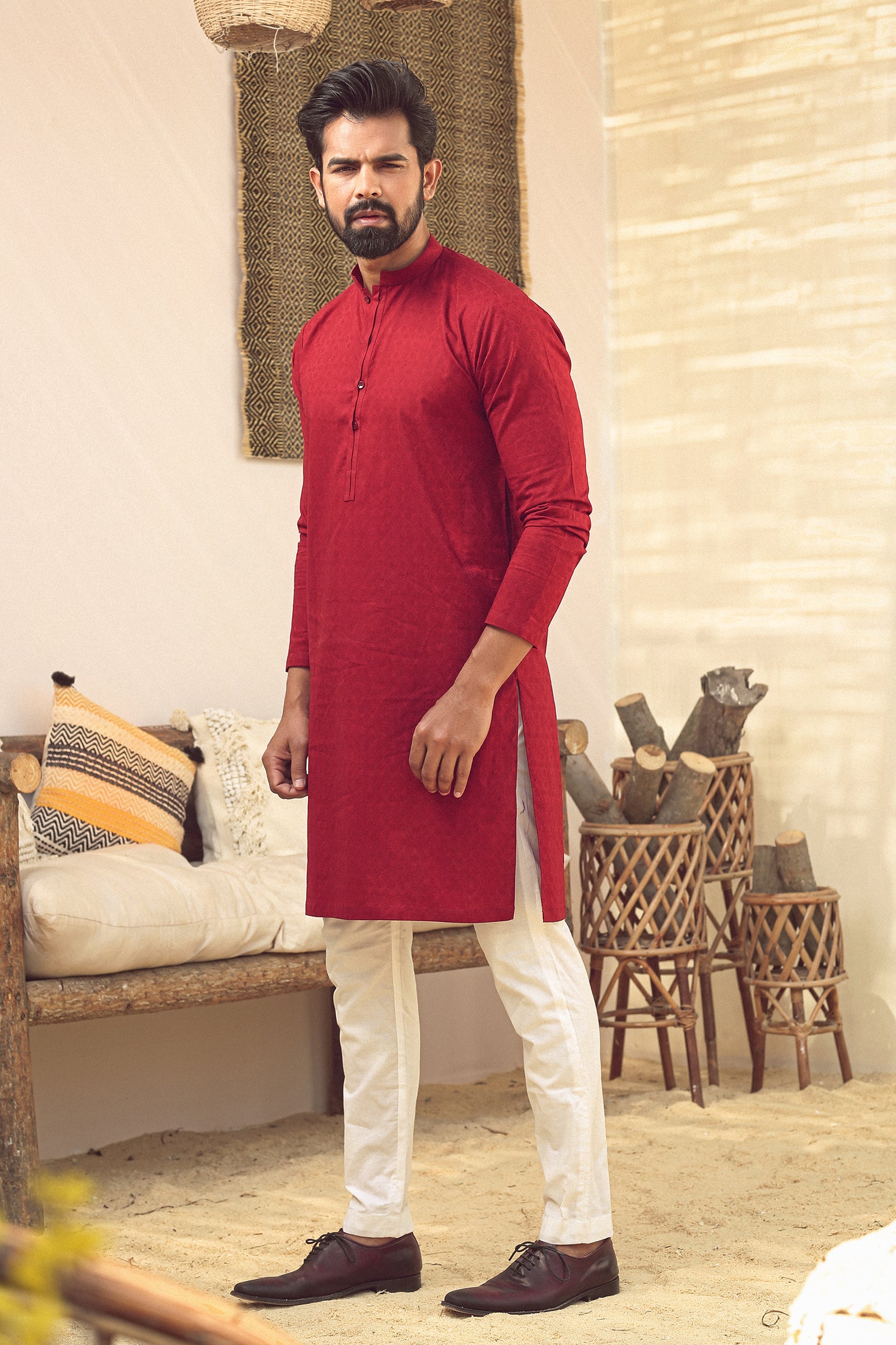 1PC STITCHED MAHROON KURTA IST-78