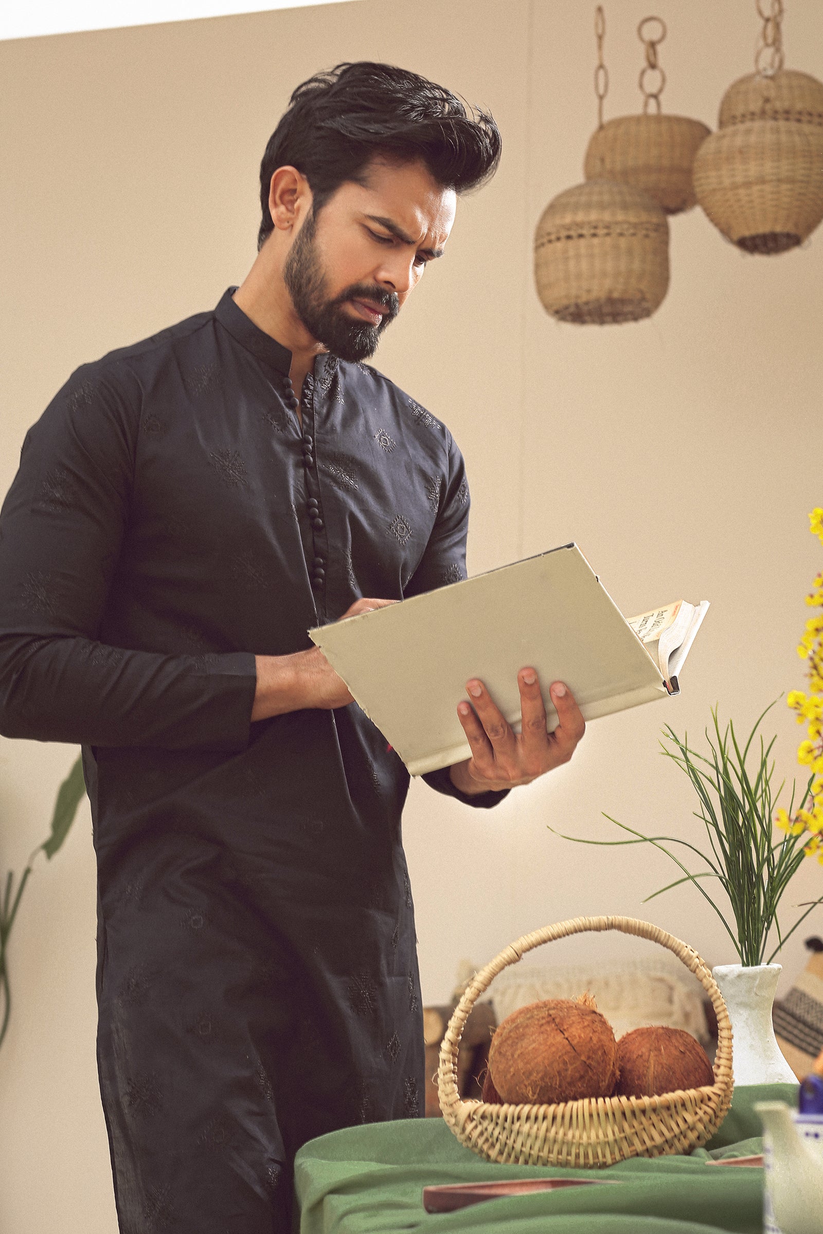 1PC STITCHED JET-BLACK KURTA IST-66