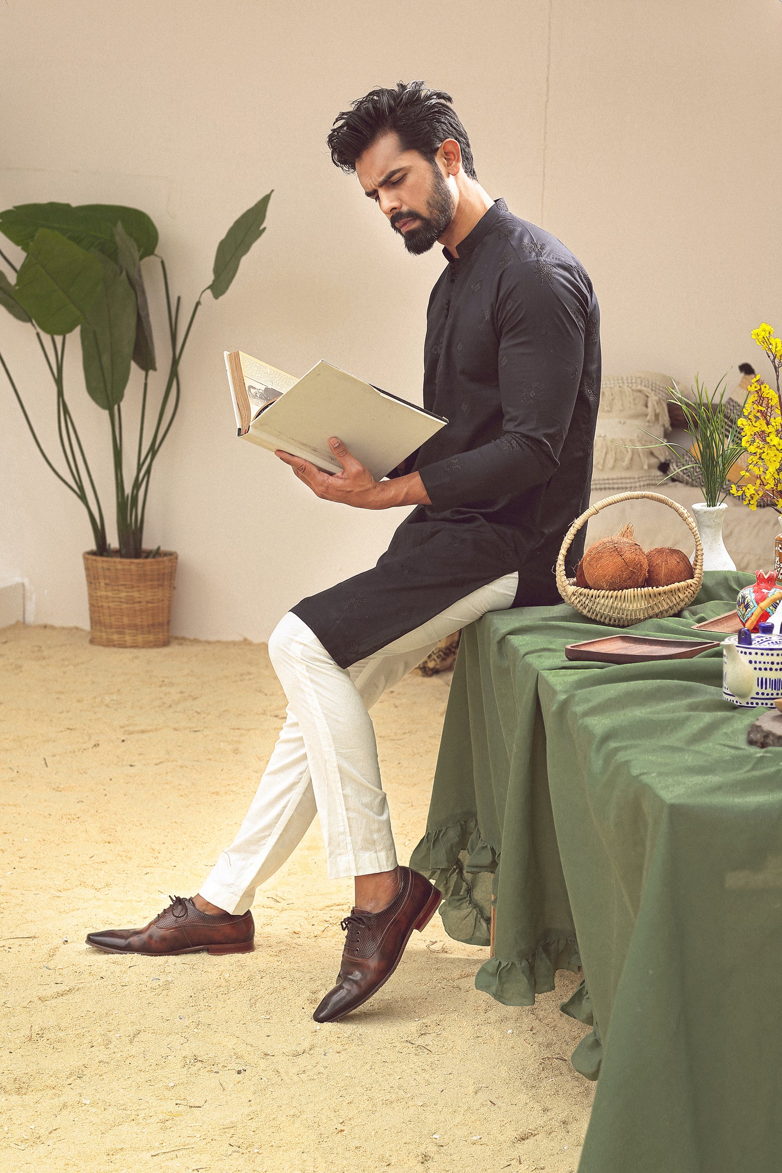 1PC STITCHED JET-BLACK KURTA IST-66