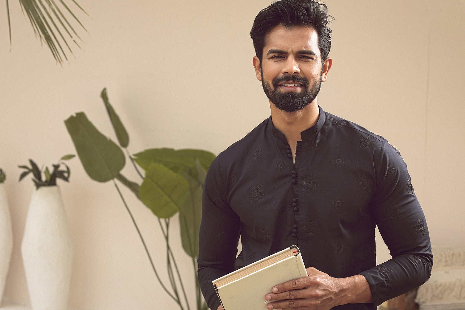 1PC STITCHED JET-BLACK KURTA IST-66