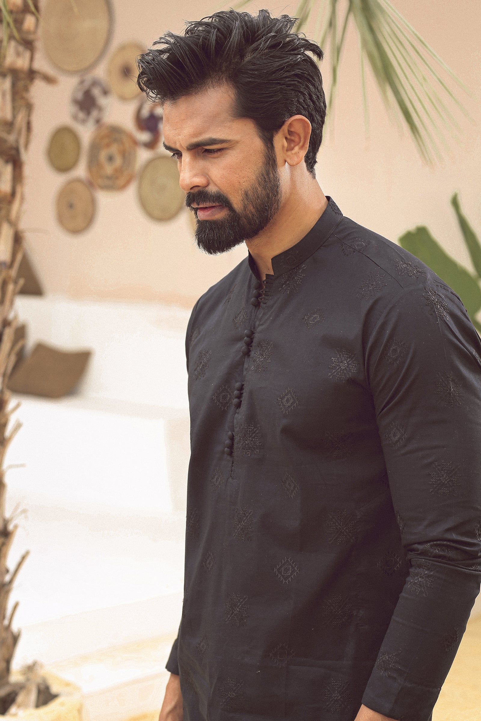 1PC STITCHED JET-BLACK KURTA IST-66