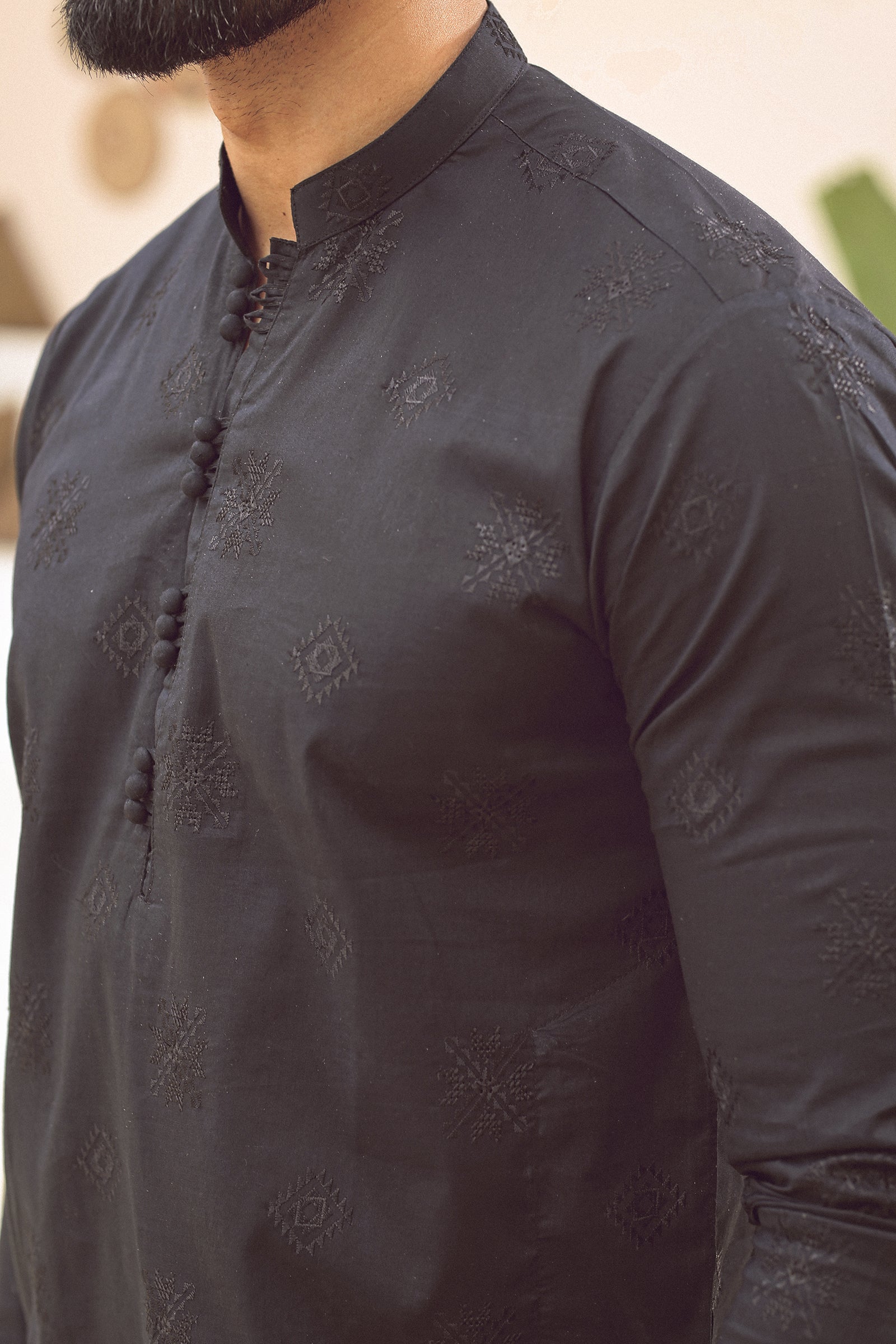 1PC STITCHED JET-BLACK KURTA IST-66