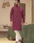 1PC STITCHED DEEP RED KURTA IST-85