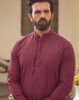 1PC STITCHED DEEP RED KURTA IST-85