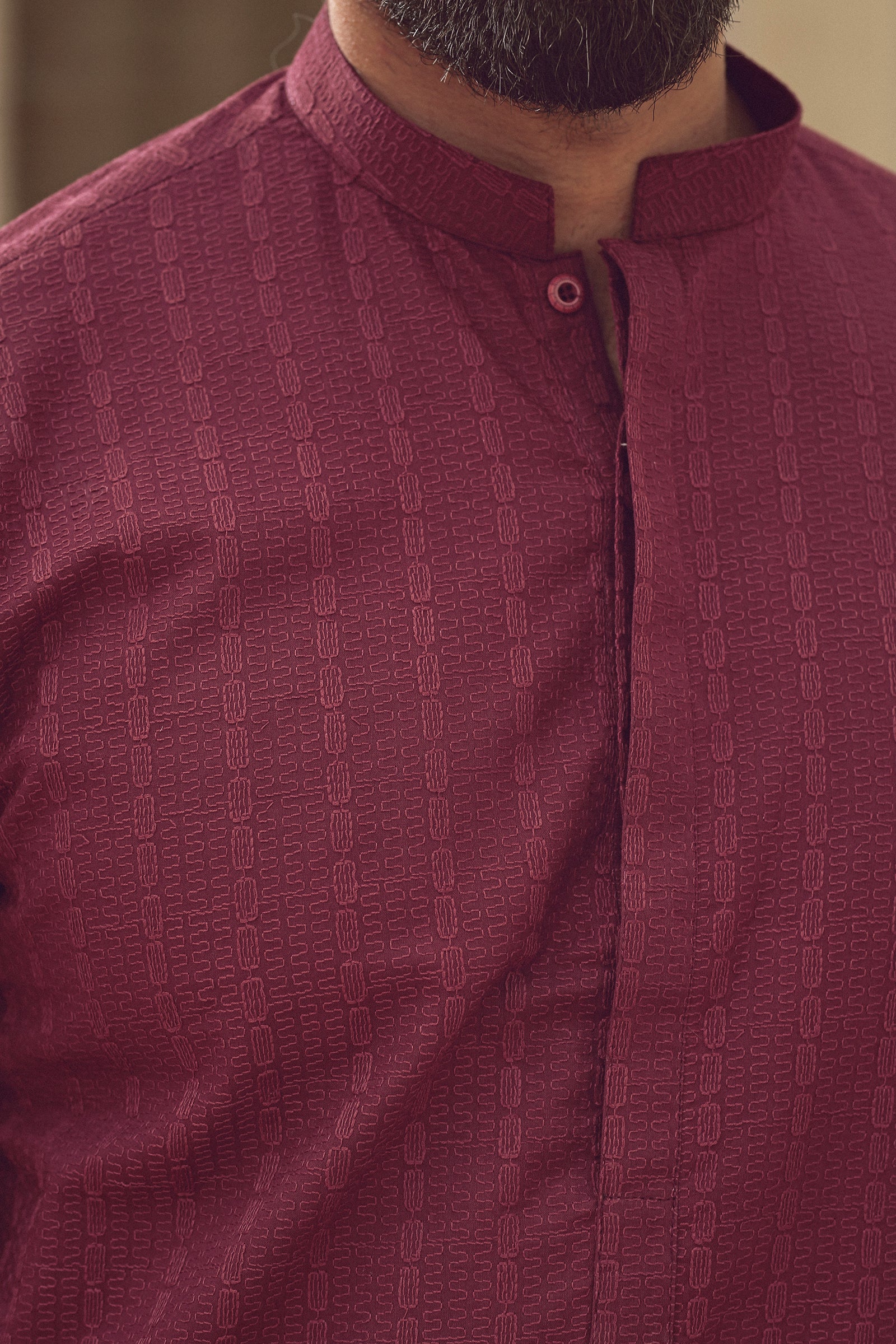 1PC STITCHED DEEP RED KURTA IST-85