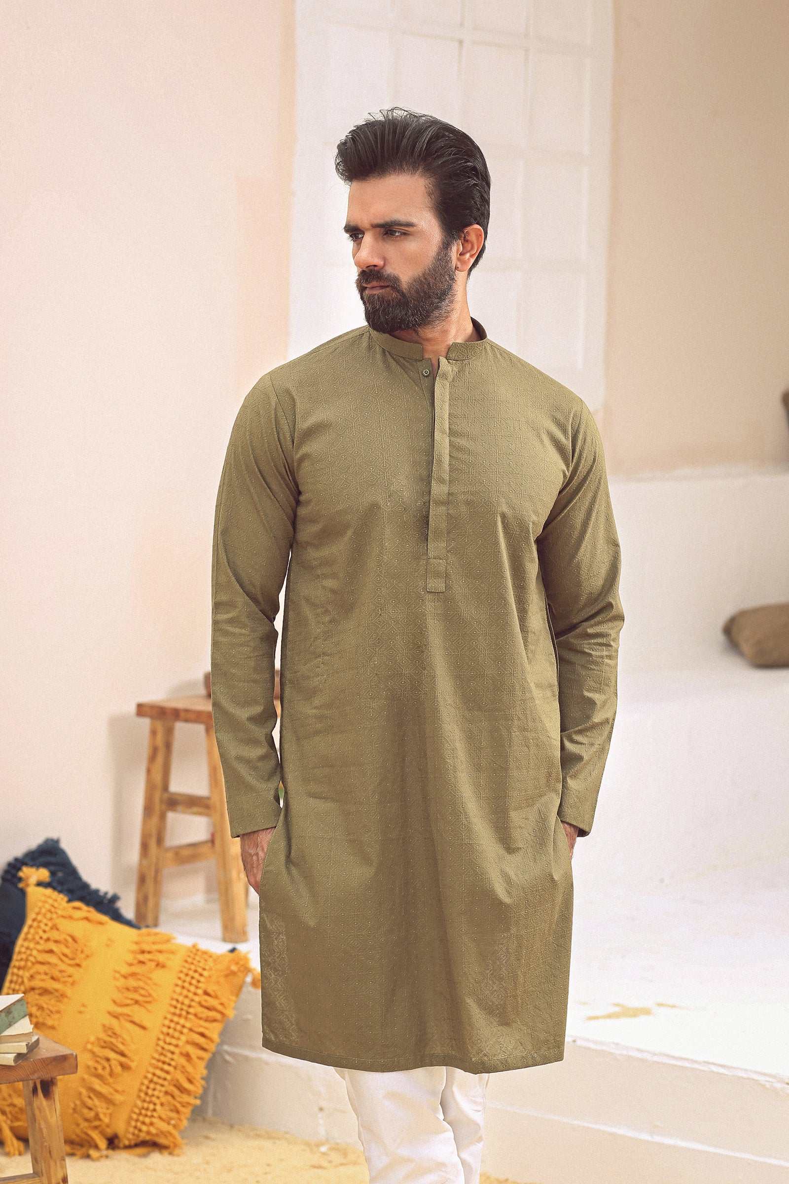 1PC STITCHED MEHNDI KURTA IST-86