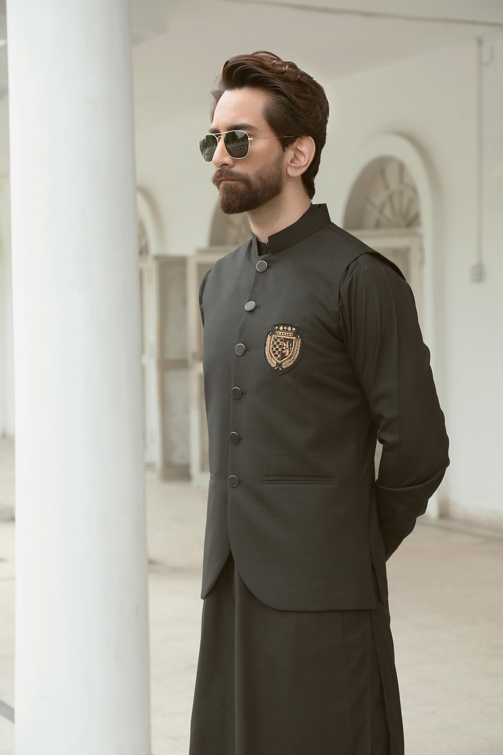 3PC STITCHED-BURJ BLACK IST-06