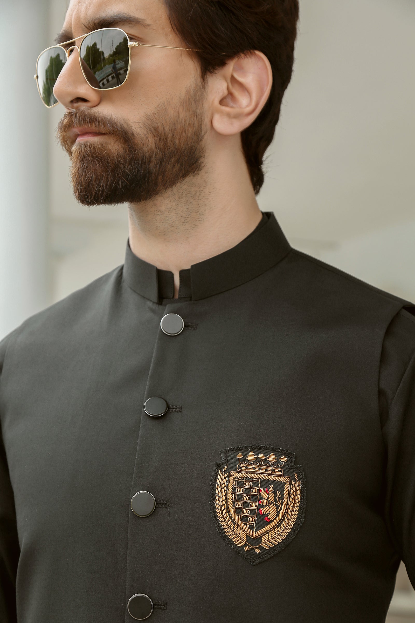 3PC STITCHED-BURJ BLACK IST-06