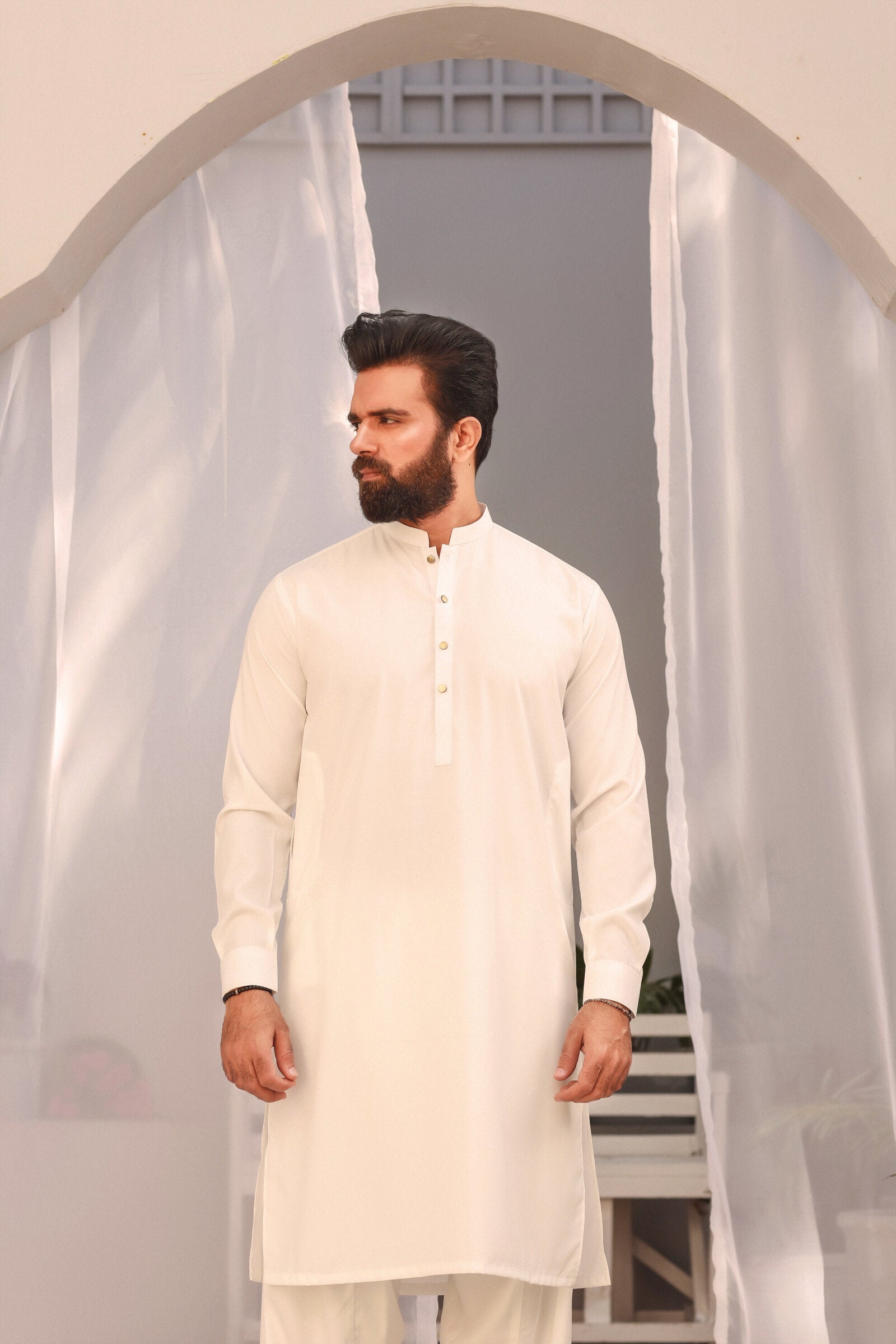 3PC STITCHED-BURJ WHITE IST-06