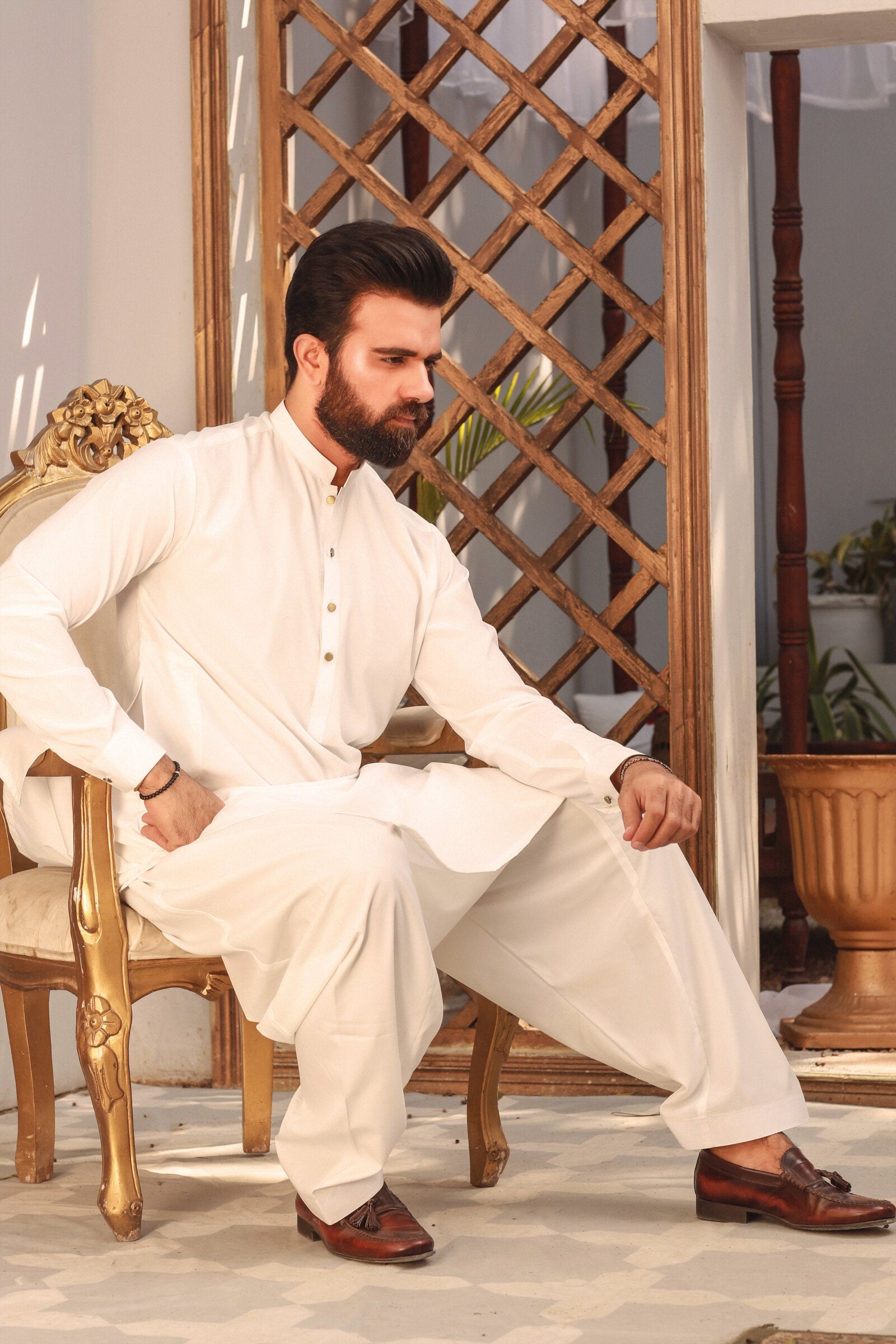 3PC STITCHED-BURJ WHITE IST-06