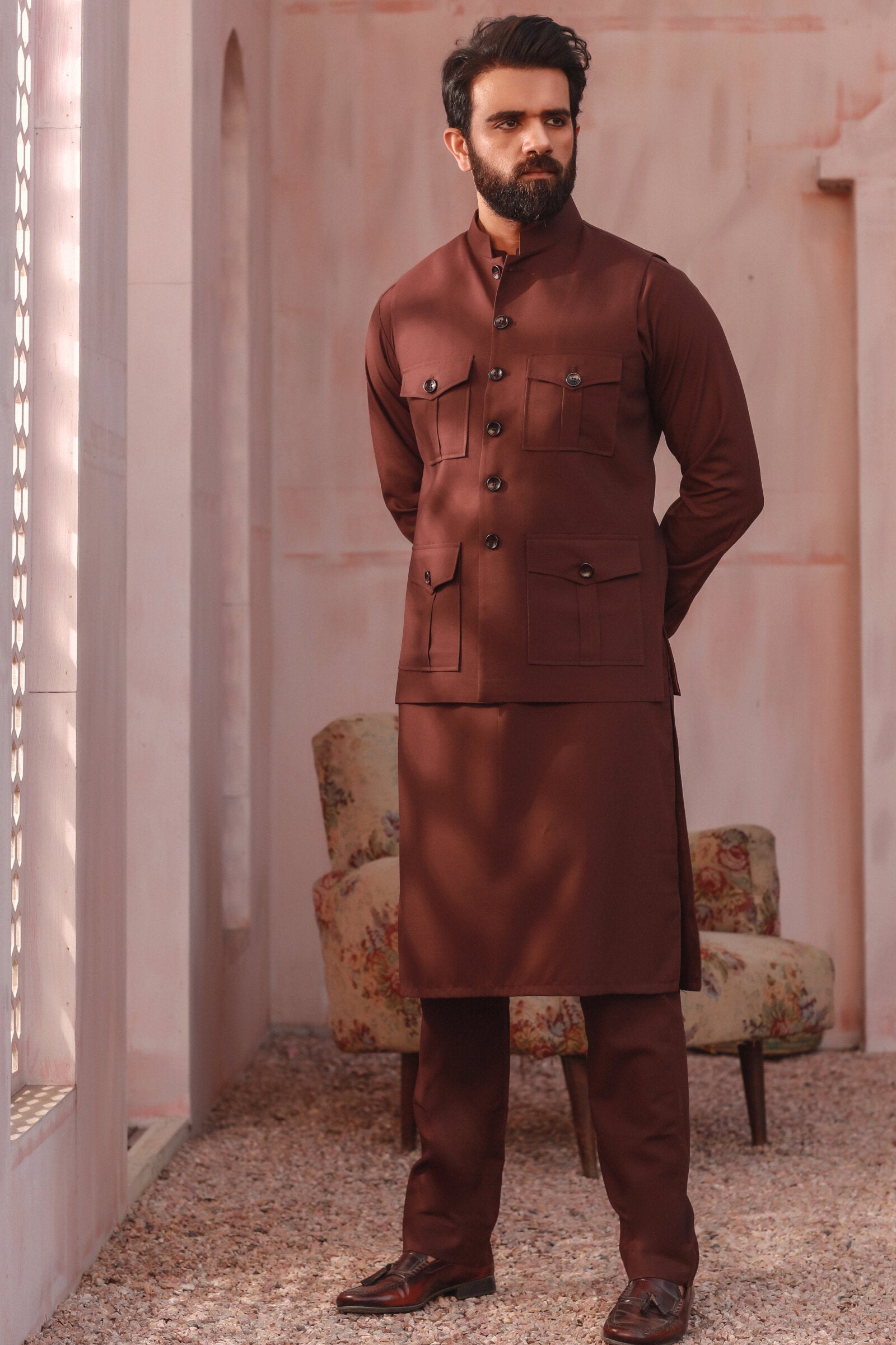 3PC STITCHED-EMIR MAROON IST-07