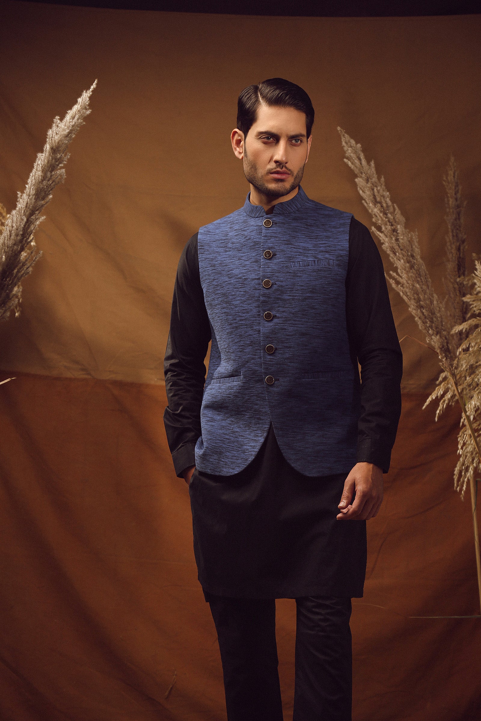 WAISTCOAT-KHADDAR ROYAL BLUE IST-64