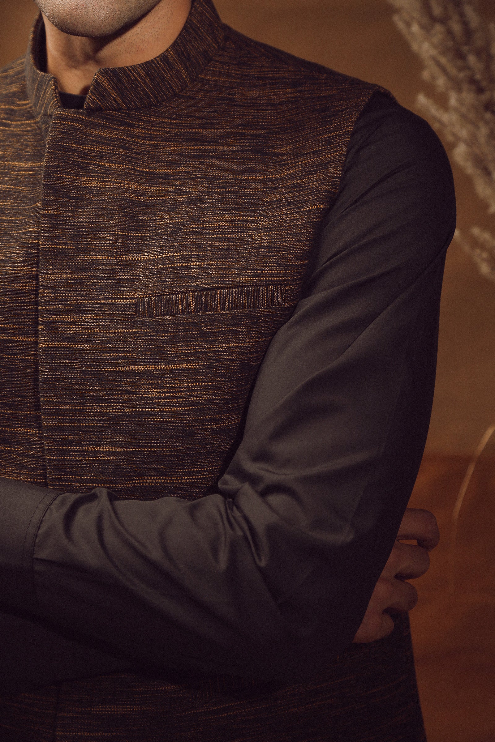 WAISTCOAT-KHADDAR BROWN IST-65