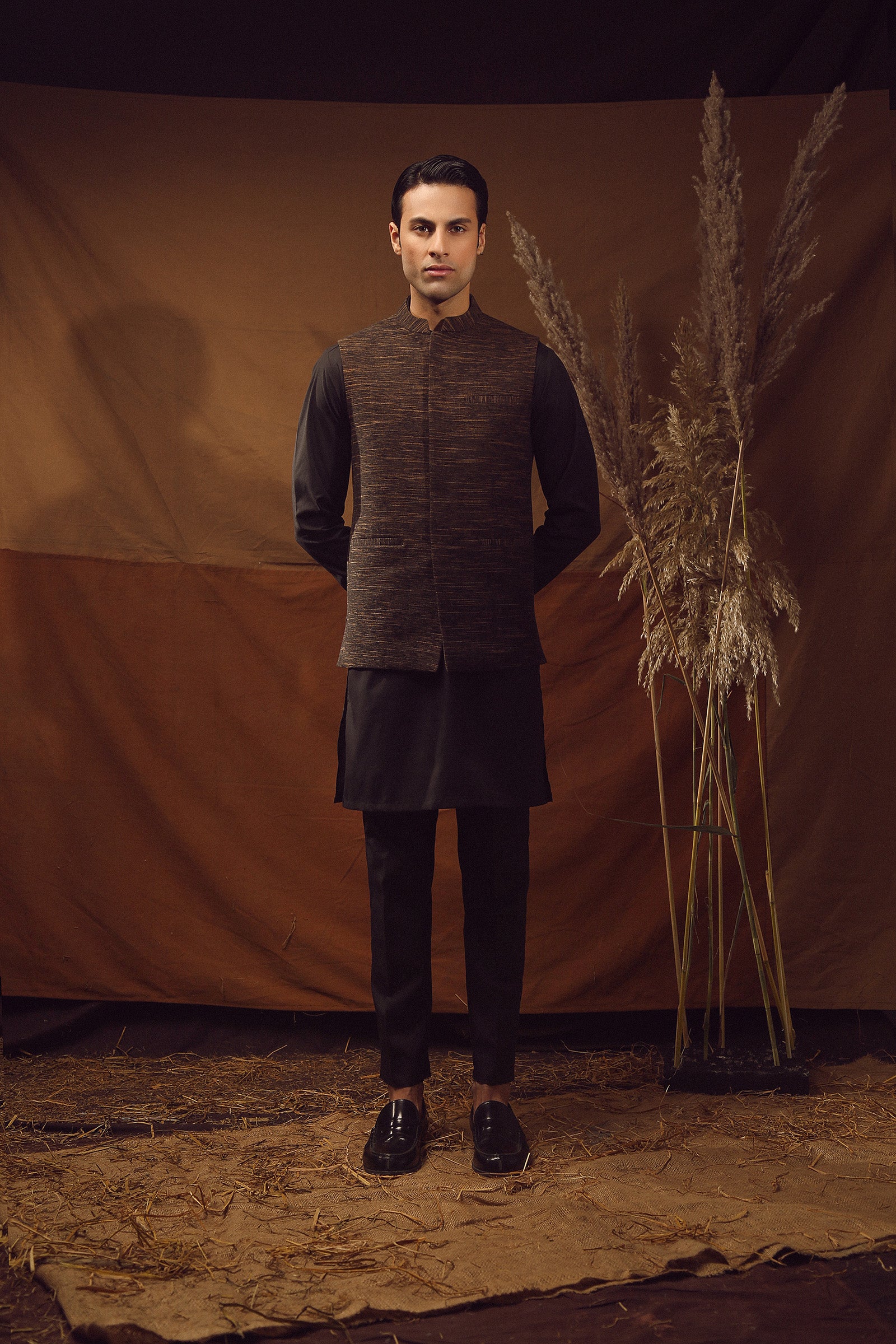 WAISTCOAT-KHADDAR BROWN IST-65