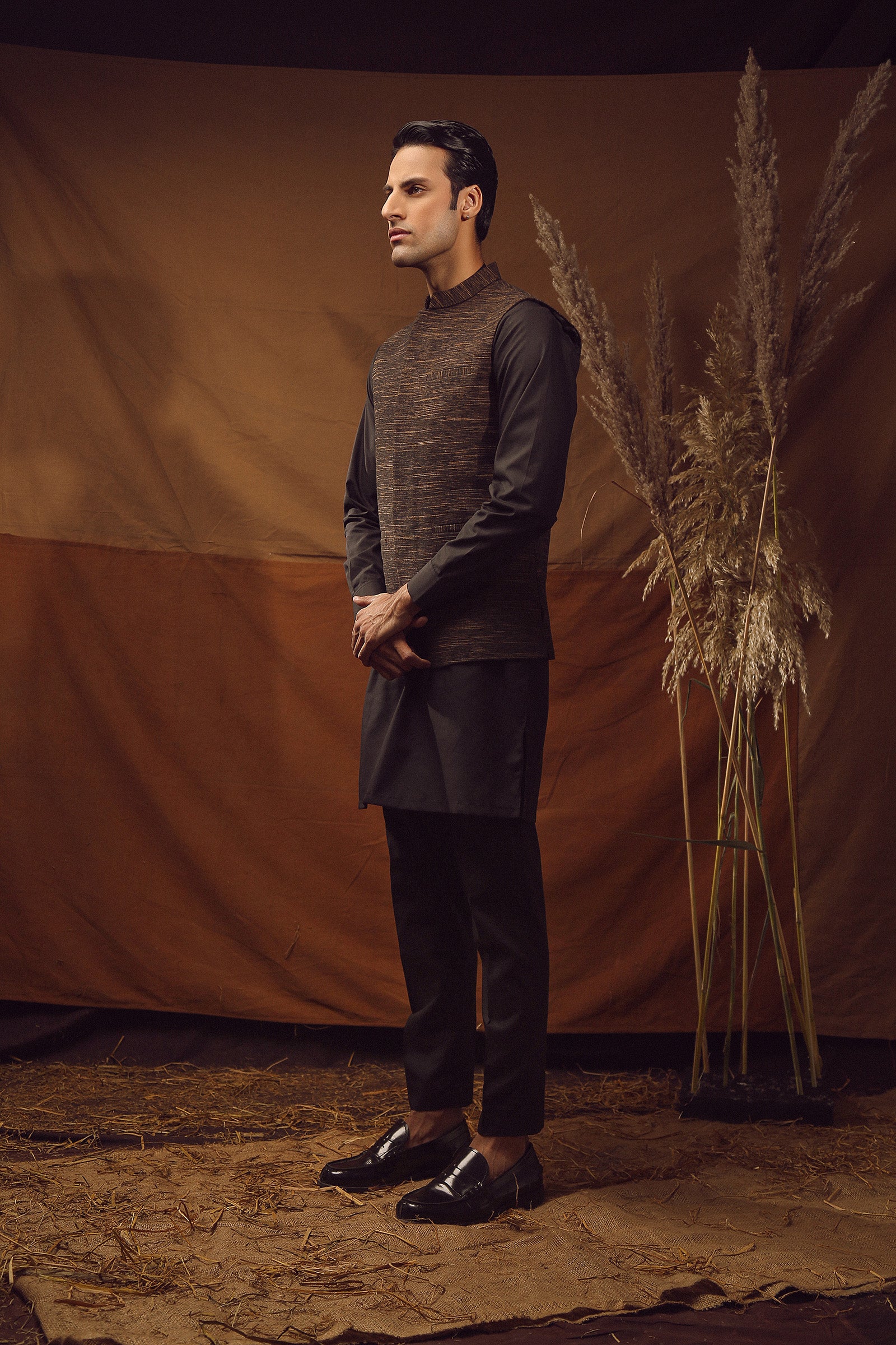 WAISTCOAT-KHADDAR BROWN IST-65