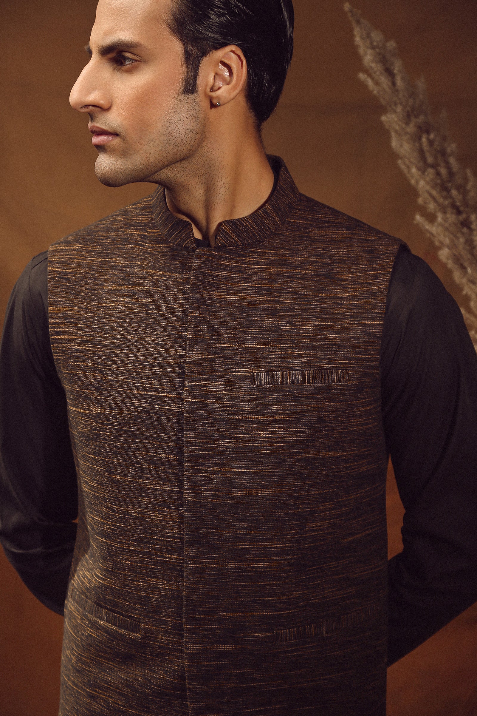 WAISTCOAT-KHADDAR BROWN IST-65