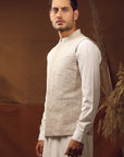WAISTCOAT-KHADDAR OFF WHITE IST-63