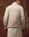 WAISTCOAT-KHADDAR OFF WHITE IST-63