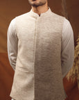 WAISTCOAT-KHADDAR OFF WHITE IST-63