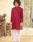 2PC STITCHED-MAHROON KIDS SUIT IST-100