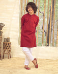 2PC STITCHED-MAHROON KIDS SUIT IST-100