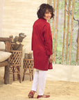 2PC STITCHED-MAHROON KIDS SUIT IST-100