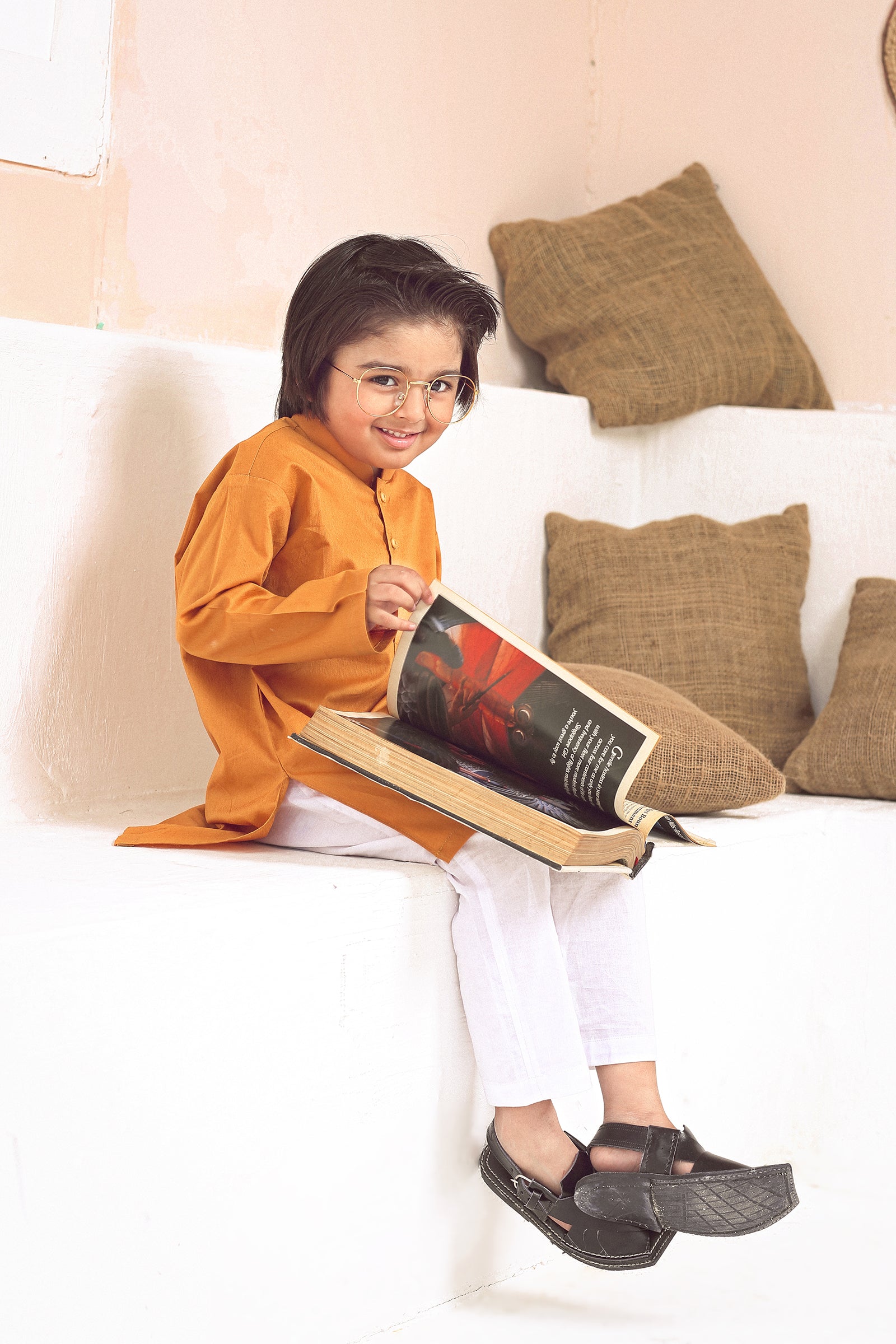 2PC STITCHED-ORANGE KIDS SUIT IST-102